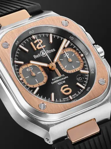 Bell & Ross BR 05 Automatic Chronograph 18-Karat Rose Gold, Stainless Steel Watch, Ref. BR05C-RTH-STPG/SRB - Men | Thumbnail 6 Bell & Ross BR 05 Automatic Chronograph 18-Karat Rose Gold, Stainless Steel Watch, Ref. BR05C-RTH-STPG/SRB - Men | Thumbnail 6