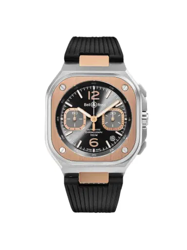 Bell & Ross BR 05 Automatic Chronograph 18-Karat Rose Gold, Stainless Steel Watch, Ref. BR05C-RTH-STPG/SRB - Men | Thumbnail 1 Bell & Ross BR 05 Automatic Chronograph 18-Karat Rose Gold, Stainless Steel Watch, Ref. BR05C-RTH-STPG/SRB - Men | Thumbnail 1
