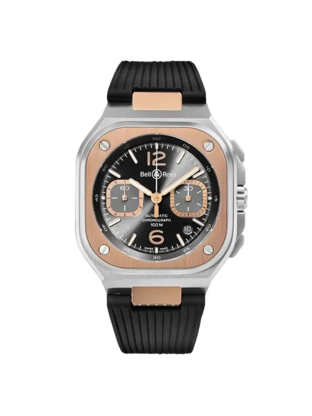 Bell & Ross BR 05 Automatic Chronograph 18-Karat Rose Gold, Stainless Steel Watch, Ref. BR05C-RTH-STPG/SRB - Men