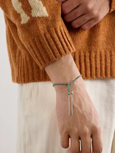 Carolina Bucci Lucky Fortune White Gold and Silk Bracelet - Men | Thumbnail 2 Carolina Bucci Lucky Fortune White Gold and Silk Bracelet - Men | Thumbnail 2