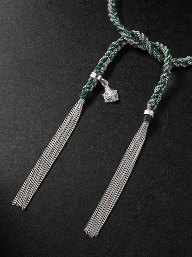Carolina Bucci Lucky Fortune White Gold and Silk Bracelet - Men | Thumbnail 3 Carolina Bucci Lucky Fortune White Gold and Silk Bracelet - Men | Thumbnail 3