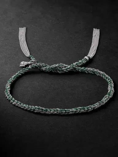 Carolina Bucci Lucky Fortune White Gold and Silk Bracelet - Men | Thumbnail 1 Carolina Bucci Lucky Fortune White Gold and Silk Bracelet - Men | Thumbnail 1