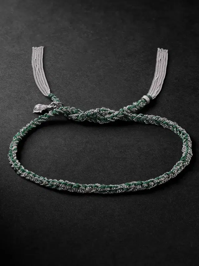 Carolina Bucci Lucky Fortune White Gold and Silk Bracelet - Men