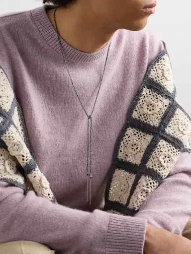 Carolina Bucci Lucky Fortune White Gold and Silk Necklace - Men | Thumbnail 2 Carolina Bucci Lucky Fortune White Gold and Silk Necklace - Men | Thumbnail 2