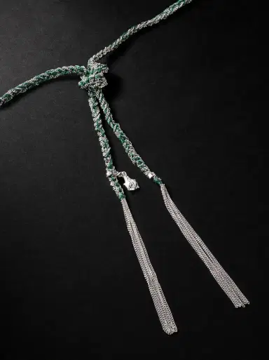 Carolina Bucci Lucky Fortune White Gold and Silk Necklace - Men | Thumbnail 3 Carolina Bucci Lucky Fortune White Gold and Silk Necklace - Men | Thumbnail 3