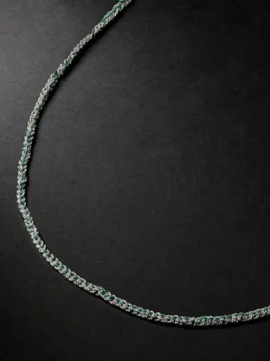 Carolina Bucci Lucky Fortune White Gold and Silk Necklace - Men | Thumbnail 1 Carolina Bucci Lucky Fortune White Gold and Silk Necklace - Men | Thumbnail 1