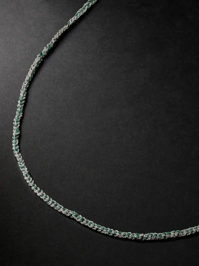 Carolina Bucci Lucky Fortune White Gold and Silk Necklace - Men