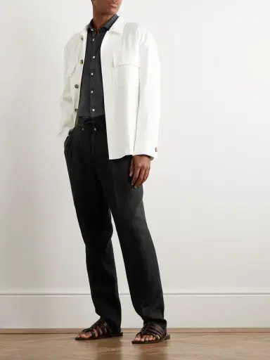 Brunello Cucinelli Straight-Leg Pleated Linen-Twill Drawstring Trousers - Men | Thumbnail 2 Brunello Cucinelli Straight-Leg Pleated Linen-Twill Drawstring Trousers - Men | Thumbnail 2