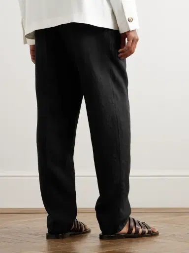 Brunello Cucinelli Straight-Leg Pleated Linen-Twill Drawstring Trousers - Men | Thumbnail 3 Brunello Cucinelli Straight-Leg Pleated Linen-Twill Drawstring Trousers - Men | Thumbnail 3