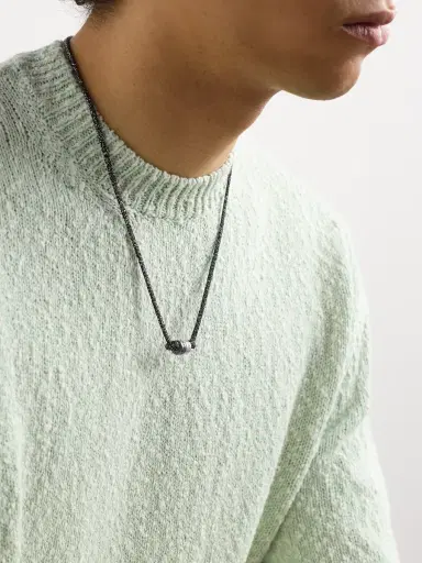 Carolina Bucci Forte Beads Blackened and White Gold, Sapphire, Diamond and Lurex Necklace - Men | Thumbnail 2 Carolina Bucci Forte Beads Blackened and White Gold, Sapphire, Diamond and Lurex Necklace - Men | Thumbnail 2