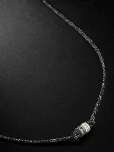 Carolina Bucci Forte Beads Blackened and White Gold, Sapphire, Diamond and Lurex Necklace - Men | Thumbnail 1 Carolina Bucci Forte Beads Blackened and White Gold, Sapphire, Diamond and Lurex Necklace - Men | Thumbnail 1