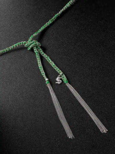 Carolina Bucci Lucky Money White Gold and Silk Necklace - Men | Thumbnail 3 Carolina Bucci Lucky Money White Gold and Silk Necklace - Men | Thumbnail 3
