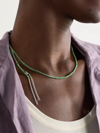Carolina Bucci Lucky Money White Gold and Silk Necklace - Men | Thumbnail 4 Carolina Bucci Lucky Money White Gold and Silk Necklace - Men | Thumbnail 4