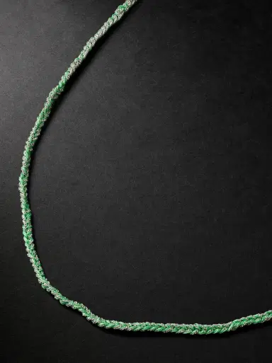 Carolina Bucci Lucky Money White Gold and Silk Necklace - Men | Thumbnail 1 Carolina Bucci Lucky Money White Gold and Silk Necklace - Men | Thumbnail 1