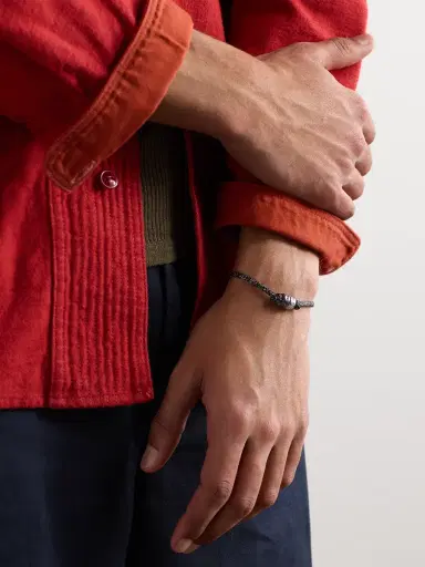 Carolina Bucci Forte Beads Blackened and White Gold, Sapphire, Diamond and Lurex Bracelet - Men | Thumbnail 2