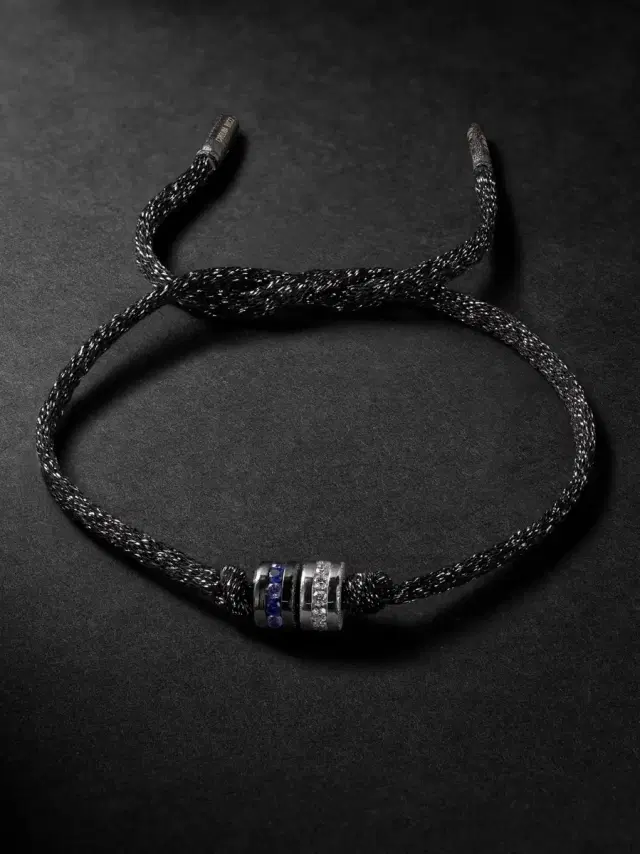 Carolina Bucci Forte Beads Blackened and White Gold, Sapphire, Diamond and Lurex Bracelet - Men