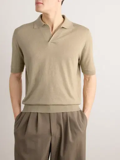 Loro Piana Silk and Linen-Blend Polo-Shirt - Men | Thumbnail 3