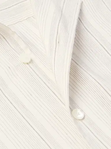 Zegna Camp-Collar Striped Linen and Silk-Blend Shirt - Men | Thumbnail 4