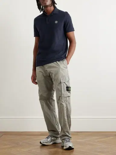 Stone Island Logo-Appliquéd Cotton-Blend Piqué Polo Shirt - Men | Thumbnail 2