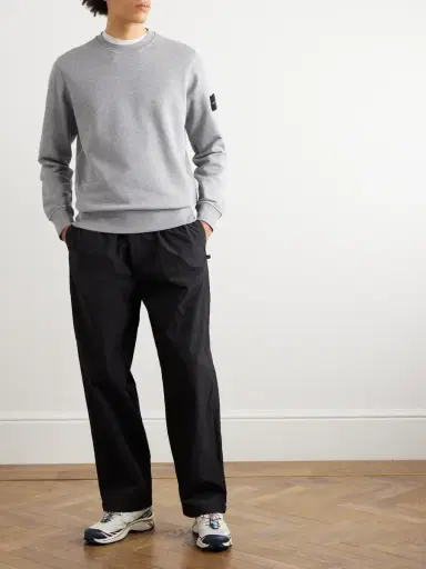 Stone Island Logo-Appliquéd Garment-Dyed Cotton-Jersey Sweatshirt - Men | Thumbnail 2 Stone Island Logo-Appliquéd Garment-Dyed Cotton-Jersey Sweatshirt - Men | Thumbnail 2