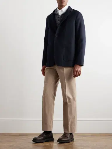 Loro Piana Spagna Leather-Trimmed Cashmere-Felt Jacket - Men | Thumbnail 2 Loro Piana Spagna Leather-Trimmed Cashmere-Felt Jacket - Men | Thumbnail 2
