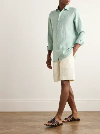 Zegna Straight-Leg Oasi Linen Shorts - Men | Thumbnail 2