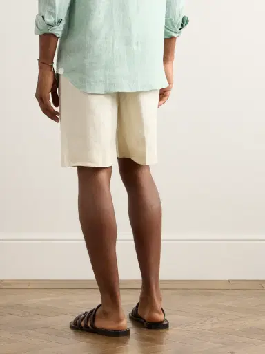 Zegna Straight-Leg Oasi Linen Shorts - Men | Thumbnail 3
