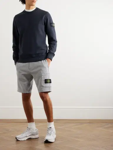 Stone Island Logo-Appliquéd Garment-Dyed Cotton-Jersey Sweatshirt - Men | Thumbnail 2 Stone Island Logo-Appliquéd Garment-Dyed Cotton-Jersey Sweatshirt - Men | Thumbnail 2