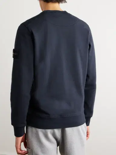 Stone Island Logo-Appliquéd Garment-Dyed Cotton-Jersey Sweatshirt - Men | Thumbnail 3 Stone Island Logo-Appliquéd Garment-Dyed Cotton-Jersey Sweatshirt - Men | Thumbnail 3
