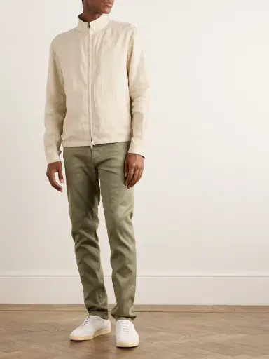 Zegna Leather-Trimmed Oasi Linen Jacket - Men | Thumbnail 2 Zegna Leather-Trimmed Oasi Linen Jacket - Men | Thumbnail 2