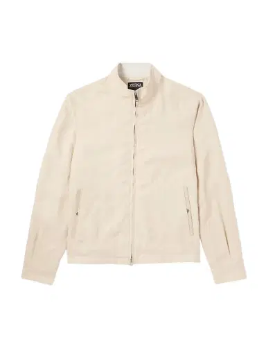 Zegna Leather-Trimmed Oasi Linen Jacket - Men | Thumbnail 1 Zegna Leather-Trimmed Oasi Linen Jacket - Men | Thumbnail 1