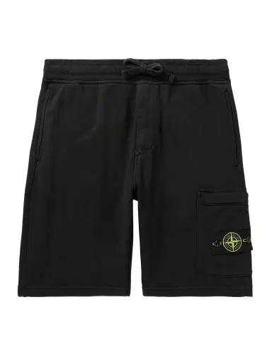 Stone Island Straight-Leg Logo-Appliquéd Garment-Dyed Cotton-Jersey Drawstring Shorts - Men | Thumbnail 1