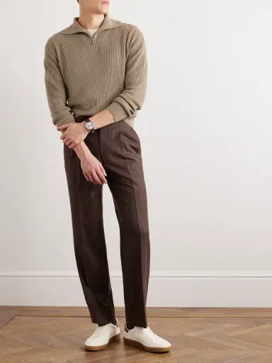 Loro Piana Akan Ribbed Cashmere and Silk-Blend Half-Zip Sweater - Men | Thumbnail 2 Loro Piana Akan Ribbed Cashmere and Silk-Blend Half-Zip Sweater - Men | Thumbnail 2