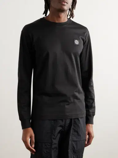 Stone Island Logo-Appliquéd Garment-Dyed Cotton-Jersey T-Shirt - Men | Thumbnail 3 Stone Island Logo-Appliquéd Garment-Dyed Cotton-Jersey T-Shirt - Men | Thumbnail 3
