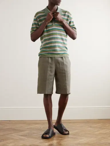 PIACENZA 1733 Tapered Linen-Twill Bermuda Shorts - Men | Thumbnail 2