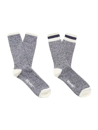 Beams Plus Rag Pack of Two Striped Ribbed Cotton-Blend Socks - Men | Thumbnail 1 Beams Plus Rag Pack of Two Striped Ribbed Cotton-Blend Socks - Men | Thumbnail 1