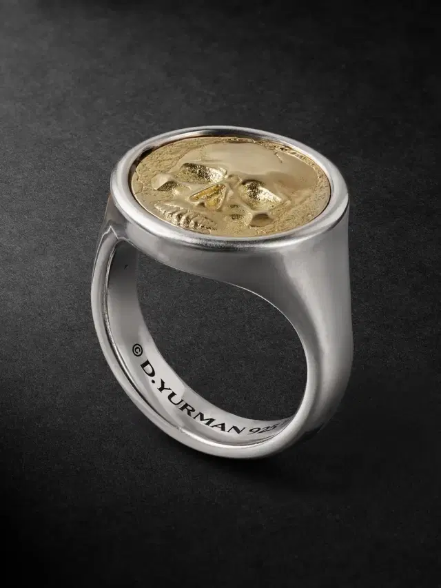 David Yurman Life & Death Sterling Silver and 18-Karat Gold Signet Ring - Men