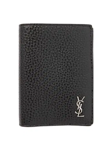 Saint Laurent Tiny Cassandre Logo-Appliquéd Full-Grain Leather Bifold Wallet - Men | Thumbnail 1 Saint Laurent Tiny Cassandre Logo-Appliquéd Full-Grain Leather Bifold Wallet - Men | Thumbnail 1