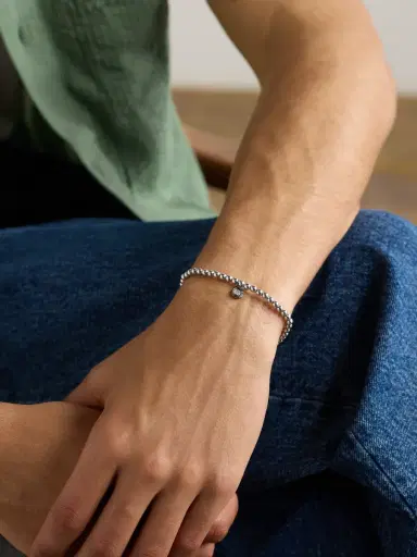 Sydney Evan Rhodium-Plated Diamond Beaded Bracelet - Men | Thumbnail 2