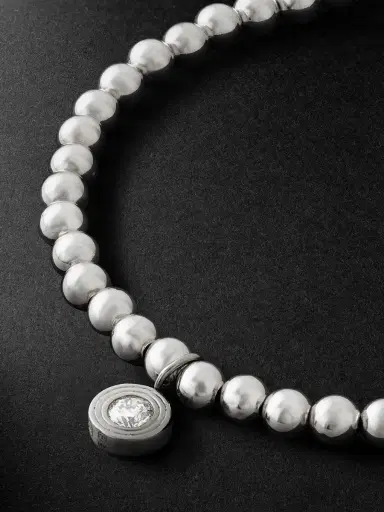 Sydney Evan Rhodium-Plated Diamond Beaded Bracelet - Men | Thumbnail 4