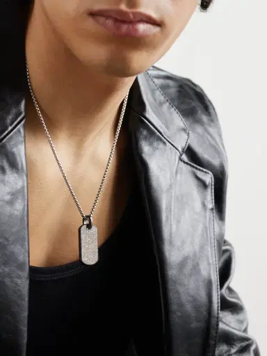 David Yurman Chevron Titanium and Sterling Silver Diamond Pendant - Men | Thumbnail 2 David Yurman Chevron Titanium and Sterling Silver Diamond Pendant - Men | Thumbnail 2