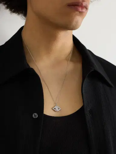 Sydney Evan Evil Eye White Gold Diamond Necklace - Men | Thumbnail 2 Sydney Evan Evil Eye White Gold Diamond Necklace - Men | Thumbnail 2