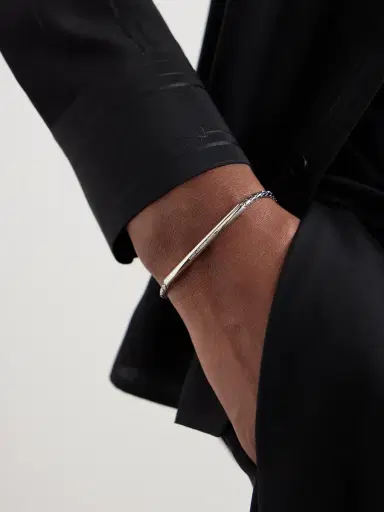 Saint Laurent Logo-Engraved Silver-Tone Chain Bracelet - Men | Thumbnail 2
