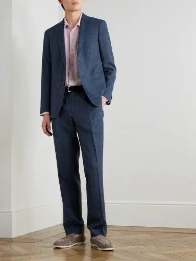 MR P. Mike Straight-Leg Pleated Wool, Silk and Linen-Blend Suit Trousers - Men | Thumbnail 2