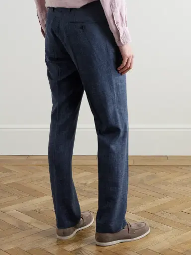MR P. Mike Straight-Leg Pleated Wool, Silk and Linen-Blend Suit Trousers - Men | Thumbnail 4