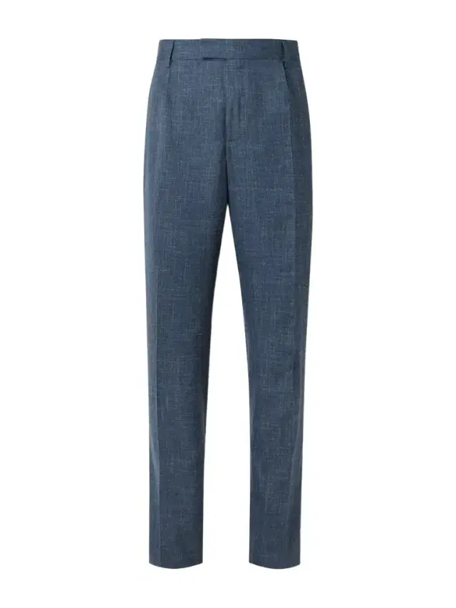 MR P. Mike Straight-Leg Pleated Wool, Silk and Linen-Blend Suit Trousers - Men