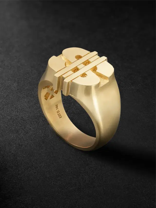 Established Dollar 14-Karat Gold Signet Ring - Men