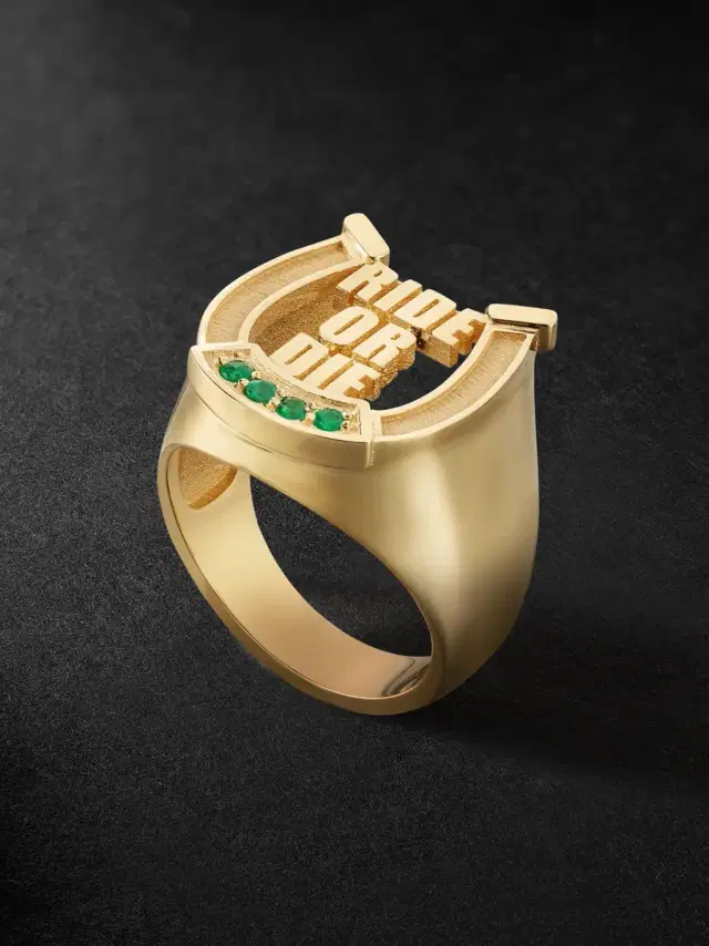 Established Ride or Die 18-Karat Gold Emerald Signet Ring - Men