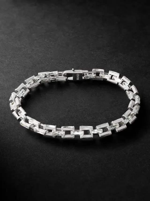MAD Hatton Labs Infinity Sterling Silver Cubic Zirconia Chain Bracelet - Men