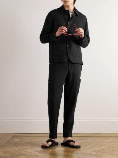 MR P. Tapered Linen Drawstring Cargo Trousers - Men | Thumbnail 2